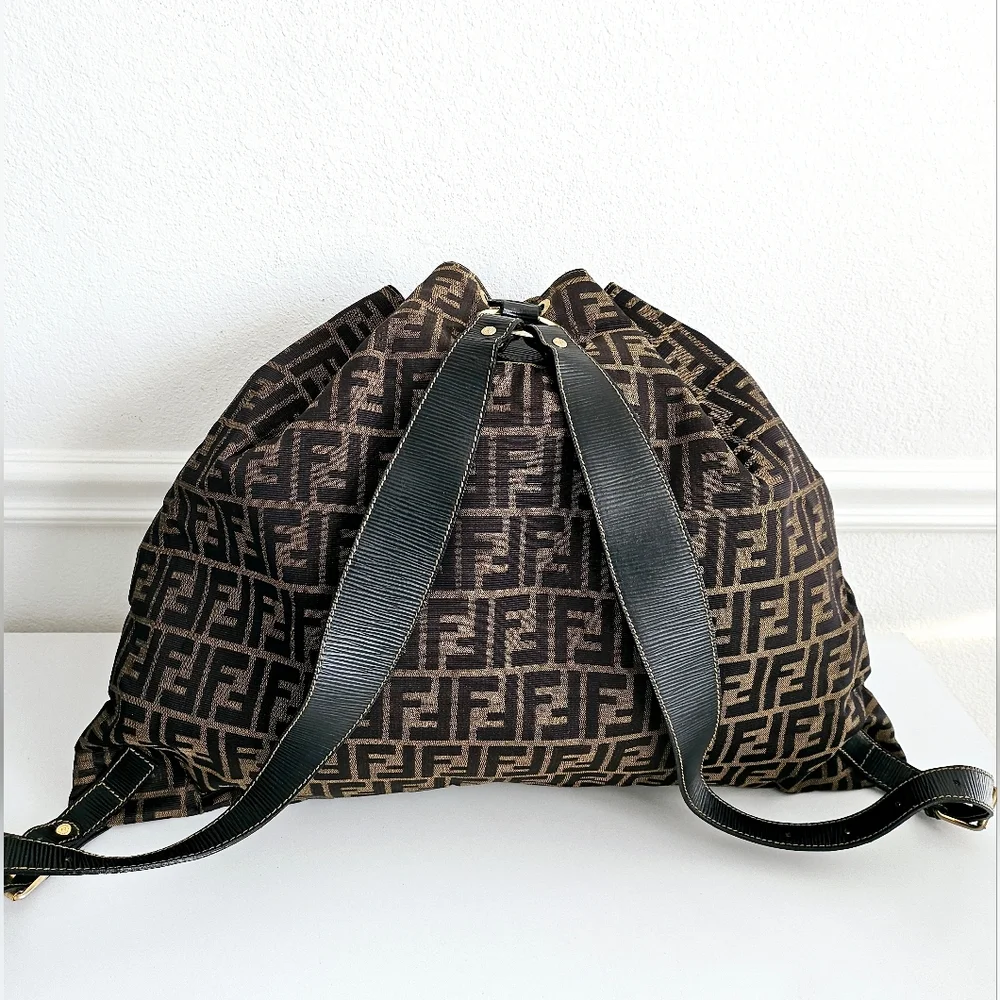 Fendi Brown Zucca Large Drawstring Backpack